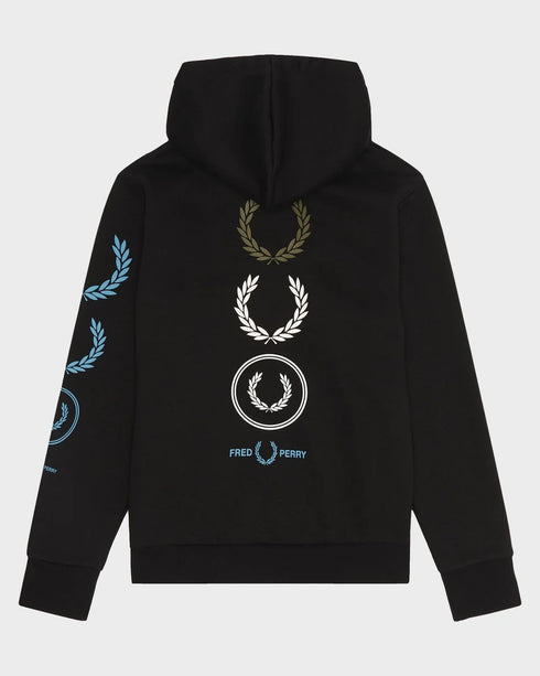 Fred Perry Graphic Logo Hoodie Black